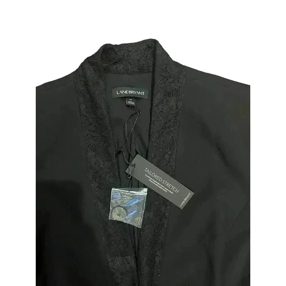 Lane Bryant One Button Tailored Stretch Blazer Black Lace Trim Size 18 NWT - Picture 3 of 8